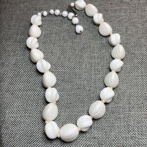 Vintage M. West Germany Textured White bead 15” Necklace